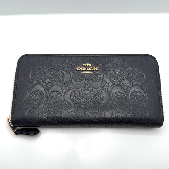 COACH Black Accordion Zip Wallet Monogram - Picture 9 of 9